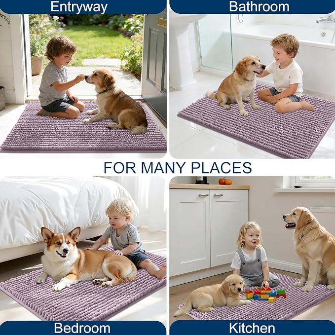 OLANLY Dog Door Mat for Muddy Paws 36x24, Ultra Absorbent Chenille Mud Doormat - Image 8