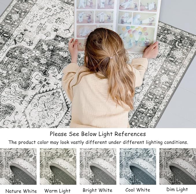 Moynesa Ultra-Thin Washable Gray Hallway Runner Rug - Image 7