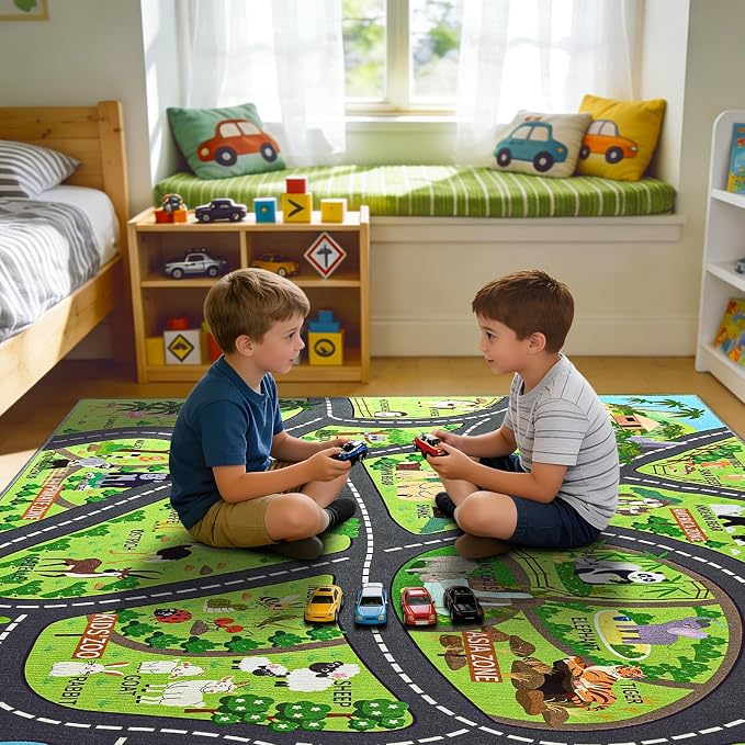 Zoo Adventure Kids Rug, Cute Animal Play Mat - Image 6