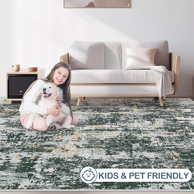 Area Rugs 5x7 Living Room: Washable Rug Modern Abstract Rugs Soft Non Slip - Image 5