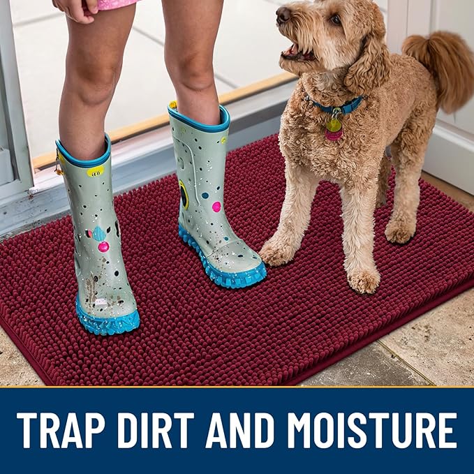 Smiry Dog Door Mat for Muddy Paws 40x32, Absorbent Dirt Trapper, Non-Slip - Image 3