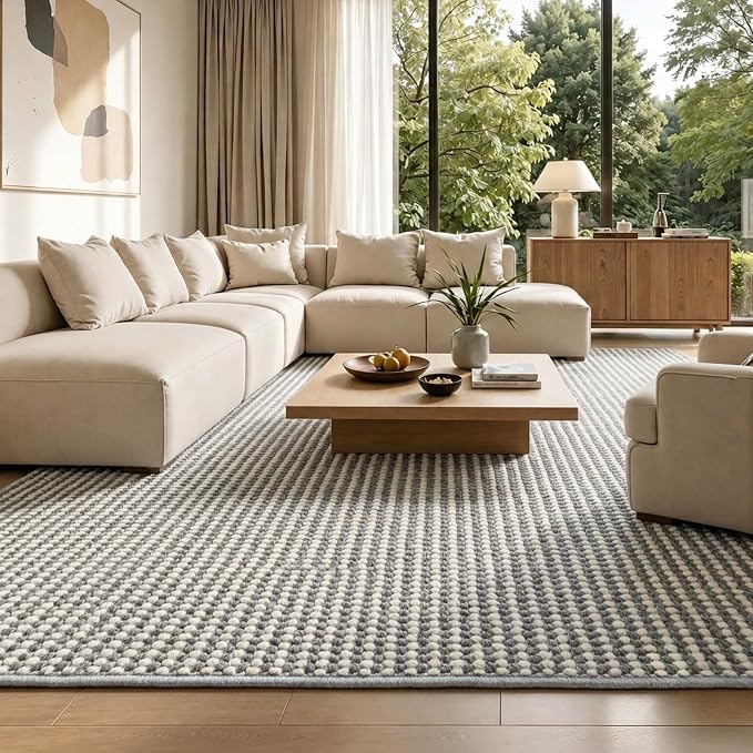 Faux Jute Area Rug 5'x7', Washable & Non-Slip, No Odor. Farmhouse Boho Style by Unknown