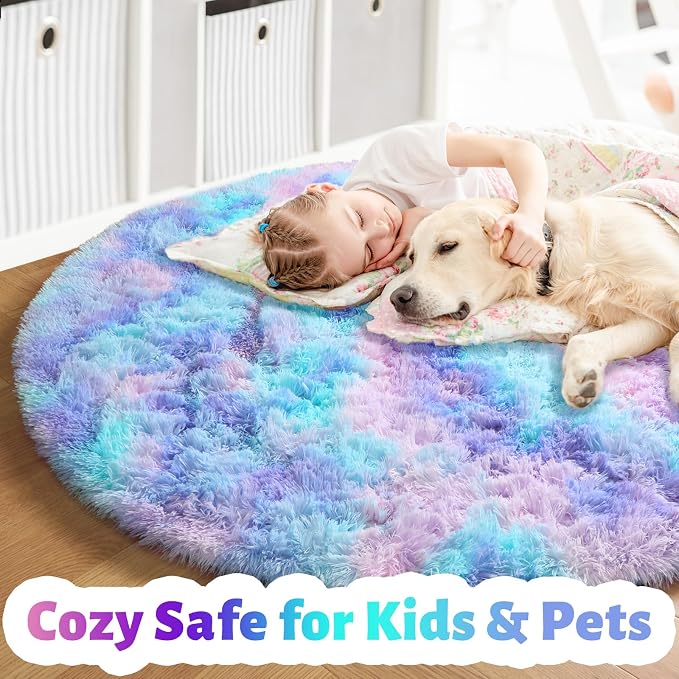 Amdrebio Purple Rainbow Round Rug 5Ft - Image 2