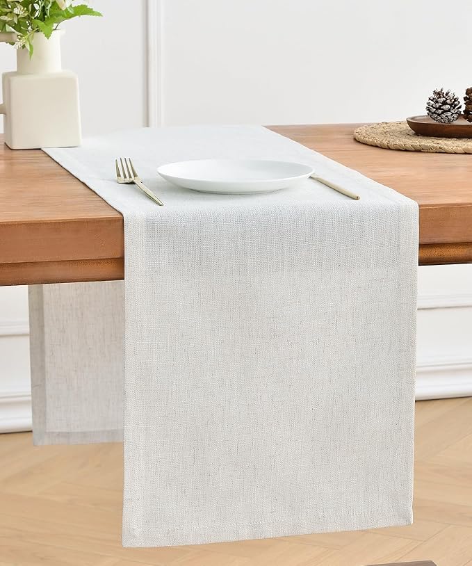Wracra Linen Table Runner, Burlap Cream Table Runners 60 Inches Long | Rich by Wracra