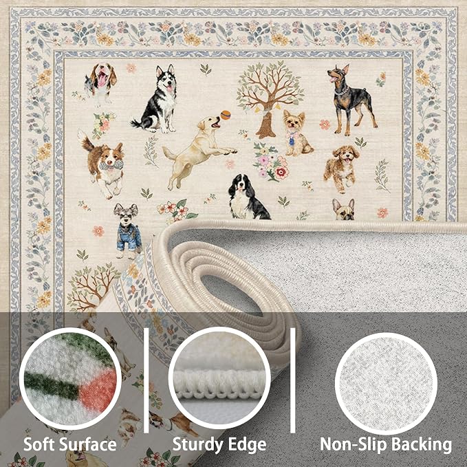 Dog Rug Beige, 3x5 Rug Non Slip Soft Bedroom Rugs - Image 5