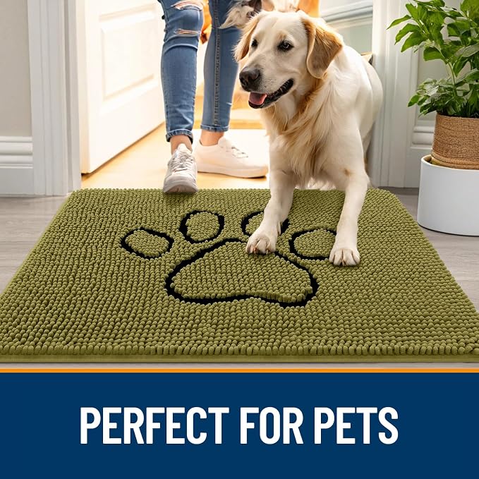 OLANLY Dog Door Mat for Muddy Paws 36x24, Paw Print Design, Absorbs Moisture - Image 6