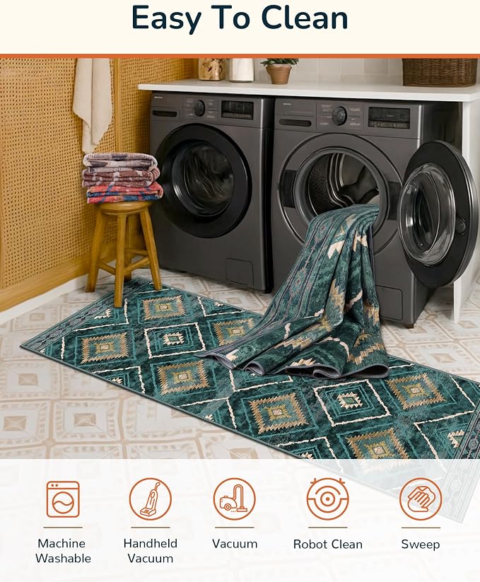 BESTSWEETIE Area Rug 9x12 Rug Machine Washable Non-Slip Low Pile Print Pattern - Image 4