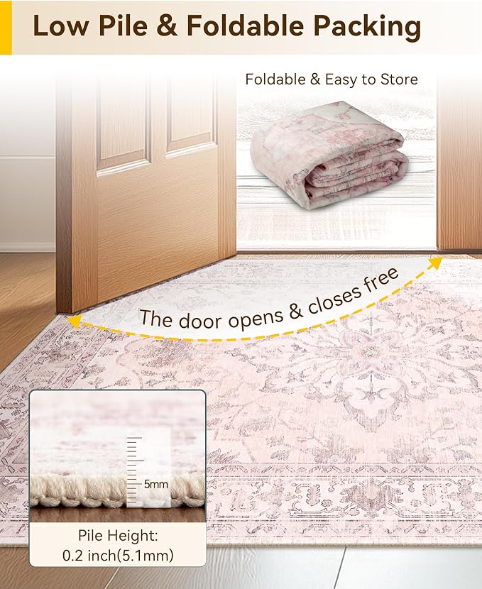 RELEANY Area Rugs Runner 3'x10' Washable Non-Slip, Floral Vintage Distress - Image 7