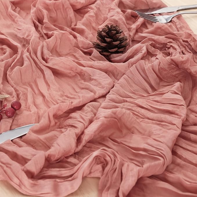 10 Pack Dusty Pink Cheesecloth Table Runner 120 Inch Boho Wedding Decor | - Image 5