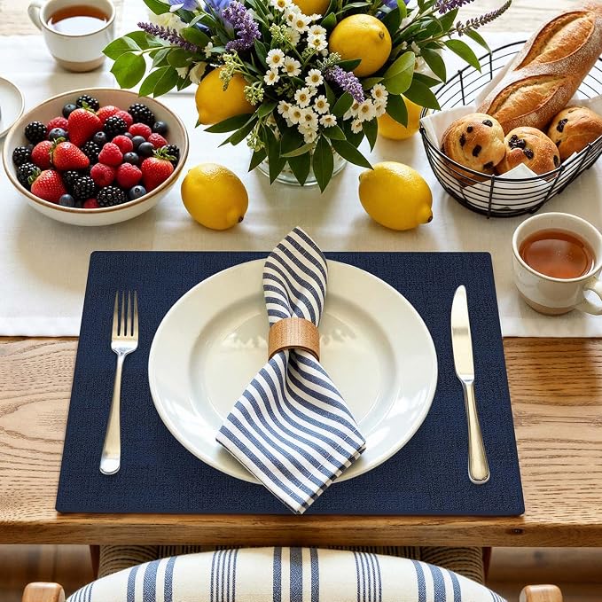 Faux Leather Heat Resistant Placemats 4 Packs, Waterproof Wipeable Dining PU - Image 8