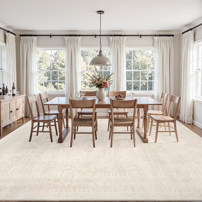 10x14 Area Rugs for Living Room: Vintage Boho Neutral Washable Rug Indoor Soft - Image 3