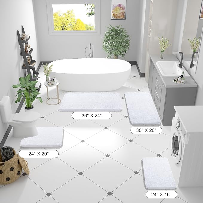 OLANLY Bathroom Runner Rugs 44x24, Extra Soft Absorbent Chenille Bath Rugs - Image 2