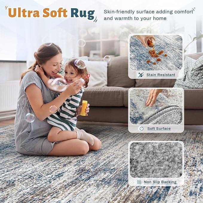 XLUEZ 2x8 Runner Rug for Hallway, Washable Modern Abstract Runner Rugs Neutral - Image 7