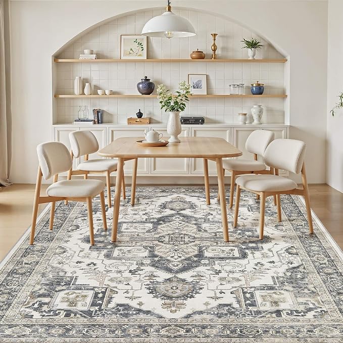 6x9 Washable Area Rugs for Living Room, Large Rug Non Slip Backing Vintage - Image 8