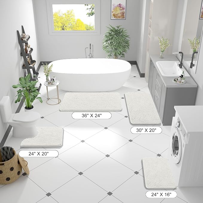 OLANLY Bathroom Runner Rugs 44x24, Extra Soft Absorbent Chenille Bath Rugs - Image 2