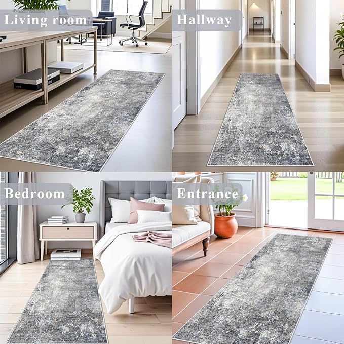 2x6 Non-Slip Washable Kitchen Runner Rug – Modern Coastal Abstract Carpet Runner - Image 5