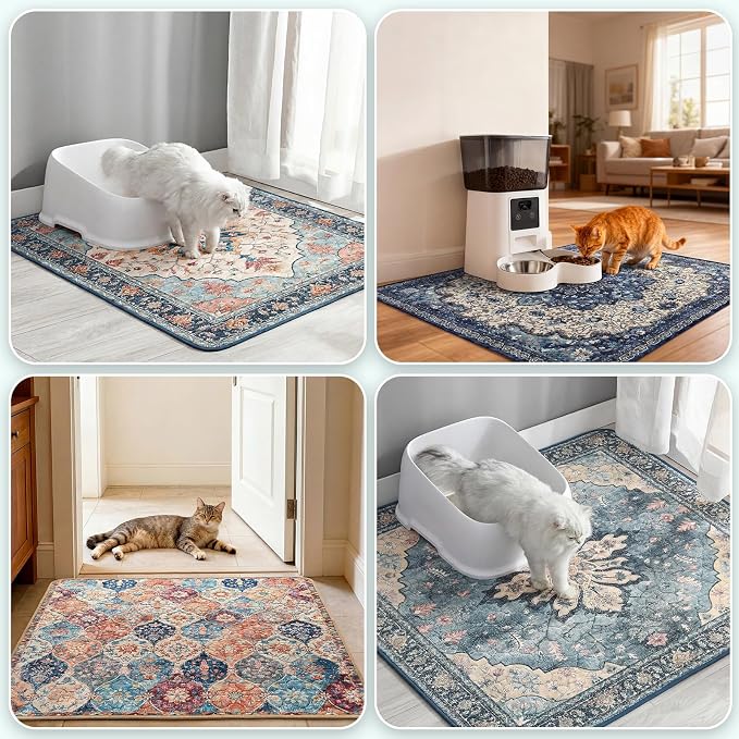 Hompet Cat Litter Mat 2 Pack, 18x28 Machine Washable Trapping Mats - Image 4