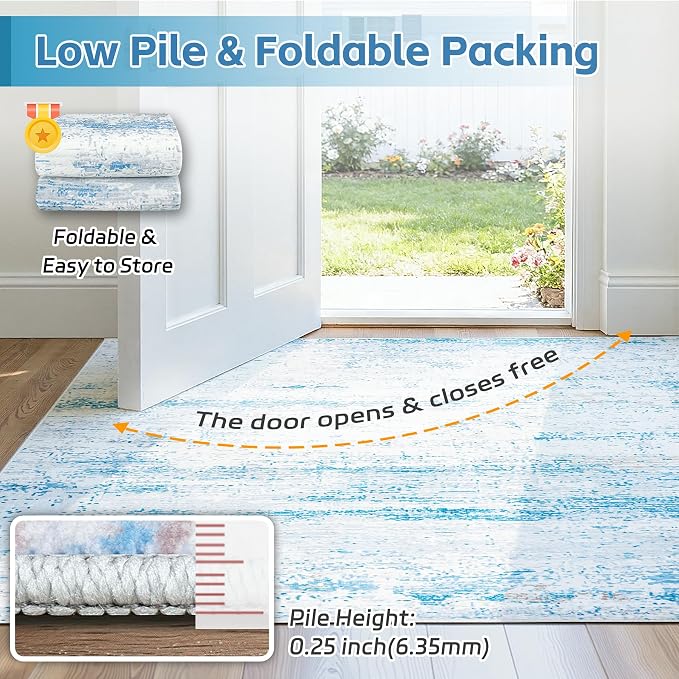 10x14 Area Rugs Washable Rug: Anti-Skid Abstract Modern Living Room Rug Soft - Image 7