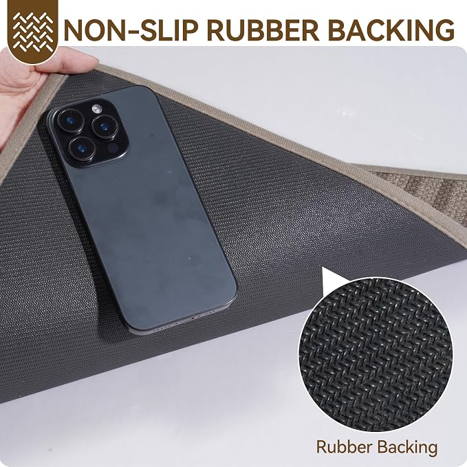 Front Door Mat 17''x30'', Absorbent Dirt Resist Washable Non Slip Low-Profile - Image 6