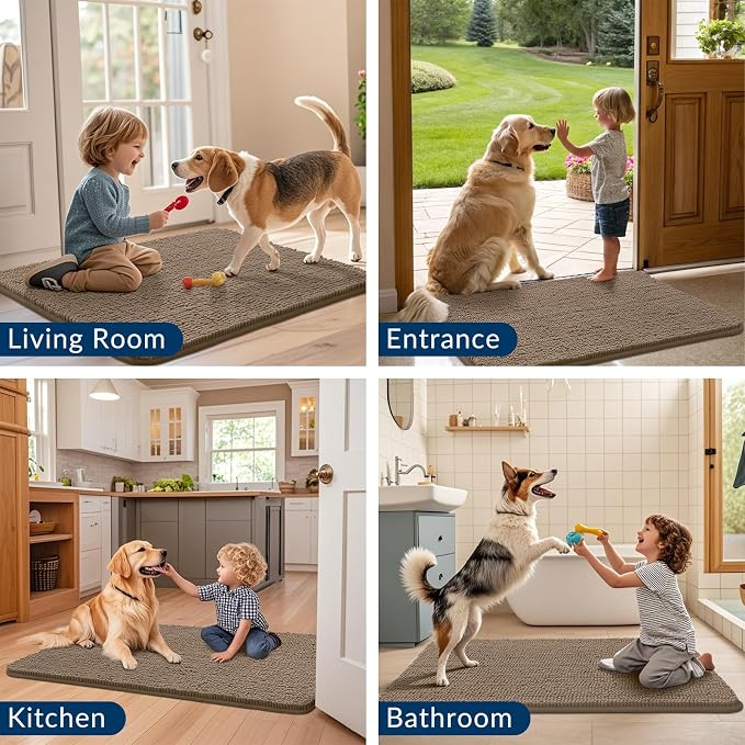 Smiry Dog Door Mat for Muddy Paws 59x24, Absorbent Dirt Trapper, Non-Slip - Image 7