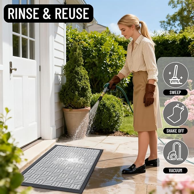 OLANLY Front Door Mat Outside Entrance 59x23, Heavy Duty Sturdy Natural Rubber - Image 8