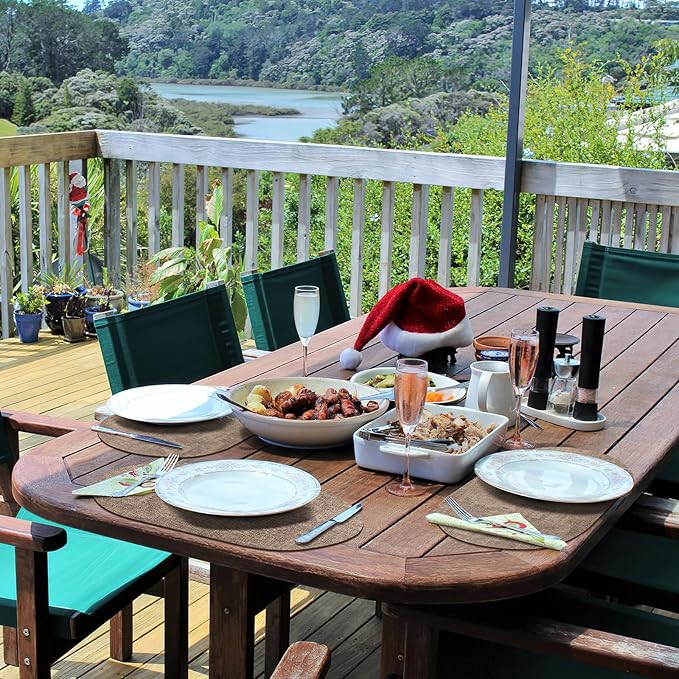 Placemats Set of 6 Non Slip, Heat Resistant Oval Faux Leather Place mats Double - Image 7