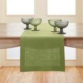 Solino Home 100% Pure Linen Table Runner Moss Green Hemstitch, 14 x 144 in | by SolinoHome