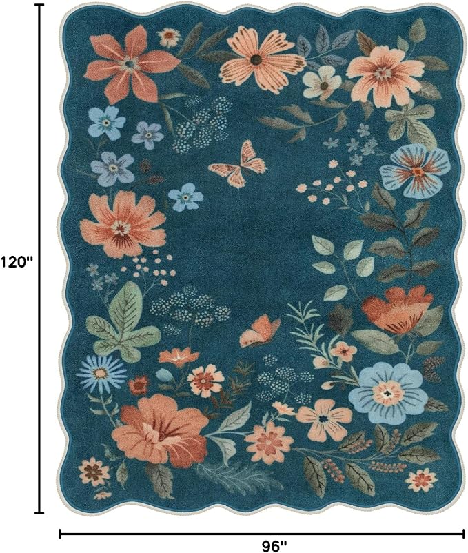 Lahome Floral Washable Rugs 8x10, Non-Slip Soft 8x10 Rugs - Image 2