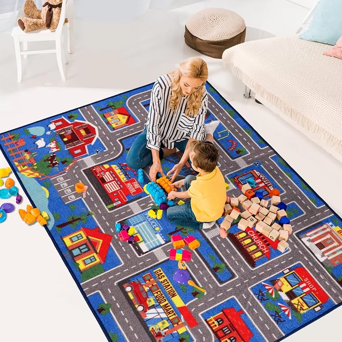 Kids Carpet Playmat Rug 59"x39.4", Car Rug - Image 7