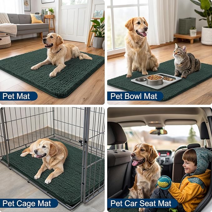 Smiry Dog Door Mat for Muddy Paws 47x24, Absorbent Dirt Trapper, Non-Slip - Image 6