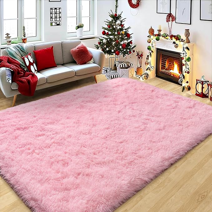 Fluffy Pink Rug for Bedroom Girls, 5x7 Soft Fuzzy Plush Shag Area Rug for - Image 8