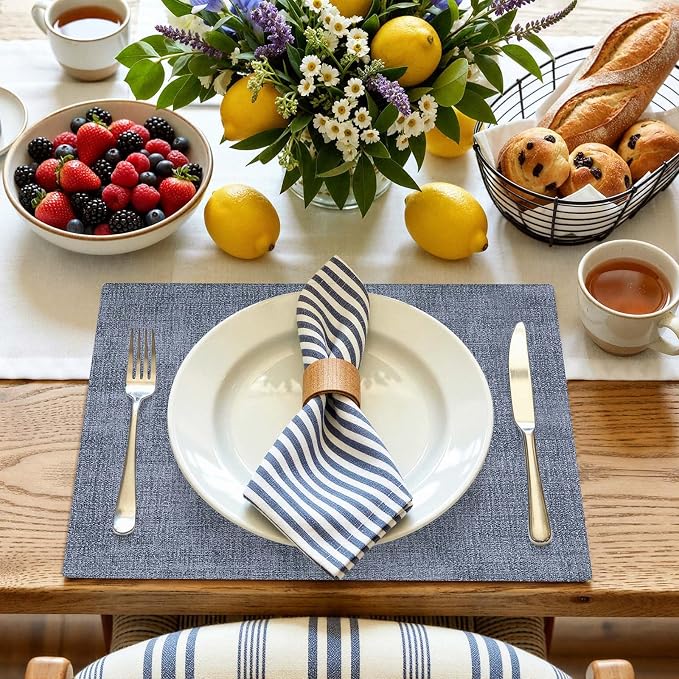 Faux Leather Heat Resistant Placemats 8 Packs, Waterproof Wipeable Dining PU - Image 8