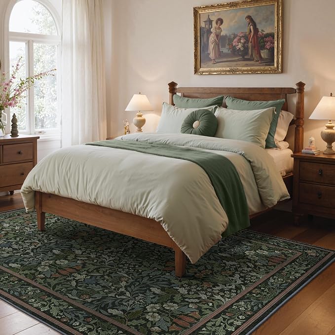 GENIMO Washable 3x5 Area Rug, Soft Vintage Floral Boho Carpet, Low-Pile - Image 4