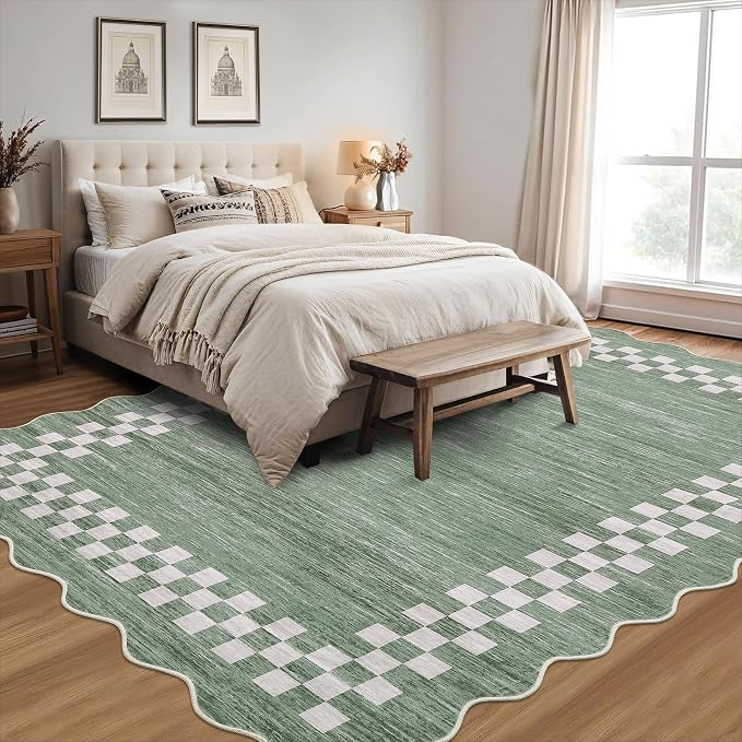 GarveeHome 10x13 Area Rug Large Living Room Scalloped Rug Non Slip Low Pile - Image 2
