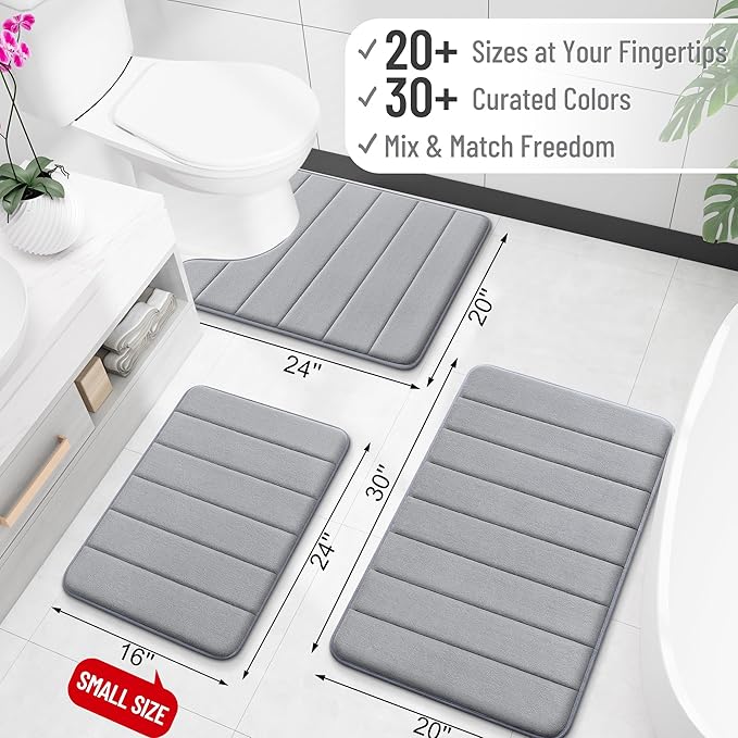 OLANLY Memory Foam Bath Mat 40x24, Super Soft Absorbent Bathroom Rugs, Quick Dry - Image 2