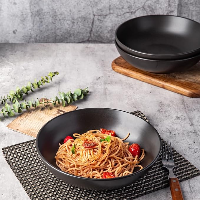 AmorArc 8.75‘’ Large Pasta Bowls, 42 ounce Deep Stoneware Bowls Set of 4 - Image 5