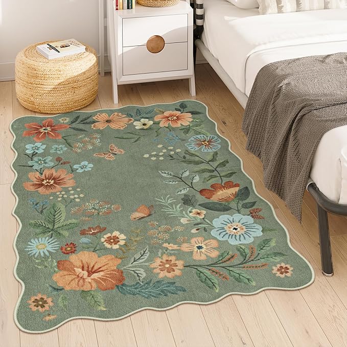 Lahome Floral Washable Rugs, 4X6 Rug - Image 2