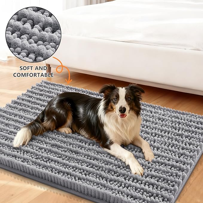 Smiry Dog Door Mat for Muddy Paws 40x24, Absorbent Dirt Trapper, Non-Slip - Image 2