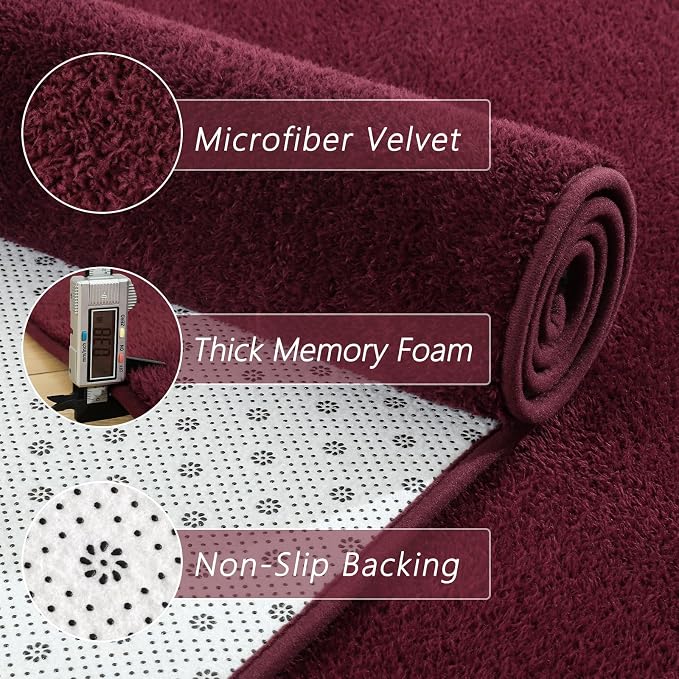 4x6 Red Area Rugs for Bedroom, Indoor Washable Memory Foam Burgundy Rug for - Image 4