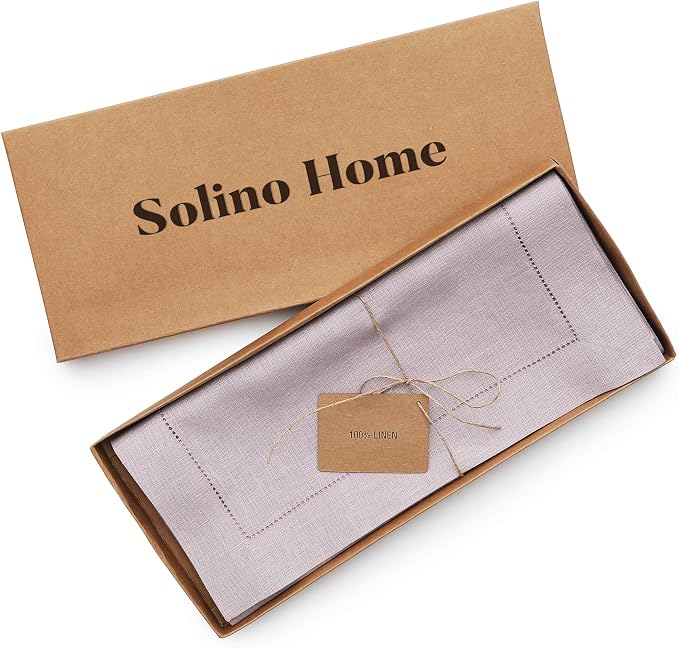 Solino Home 100% Linen Table Runner Lilac, Classic Hemstitch 14 x 108 in | - Image 5