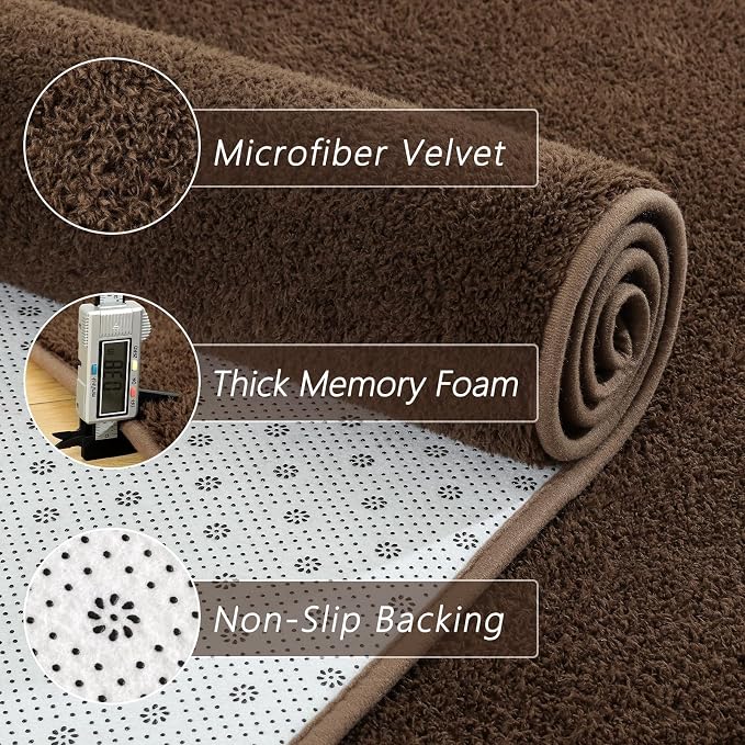 4x6 Feet Brown Area Rugs for Bedroom, Indoor Washable Memory Foam Rug for - Image 4