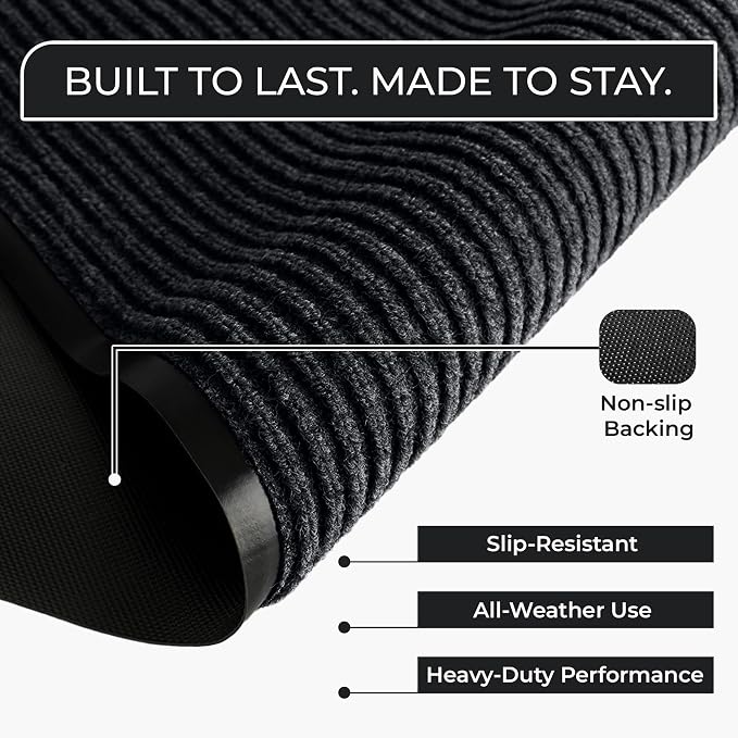 Heavy Duty Entry Mat 2' x 3', Low Profile Door Rug - Image 3