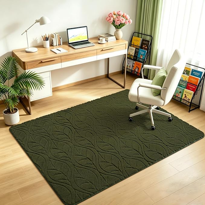 3x5 Olive Green Washable Area Rug - Image 5
