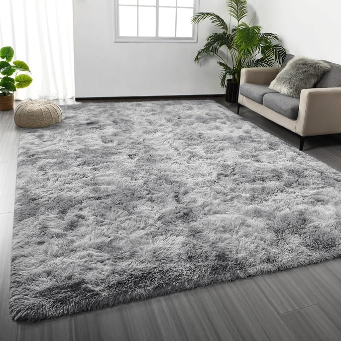 Deerhoo Large Shag Area Rugs 6 x 9, Tie-Dyed Plush Fuzzy Rug by Deerhoo