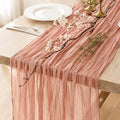 3 Pack Dusty Pink Cheesecloth Table Runner 120 Inch Boho Wedding Decor | by Fixwal