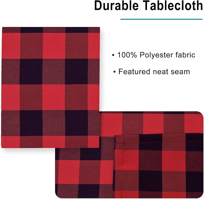 Red and Black Checkered Tablecloth Rectangle - Image 4