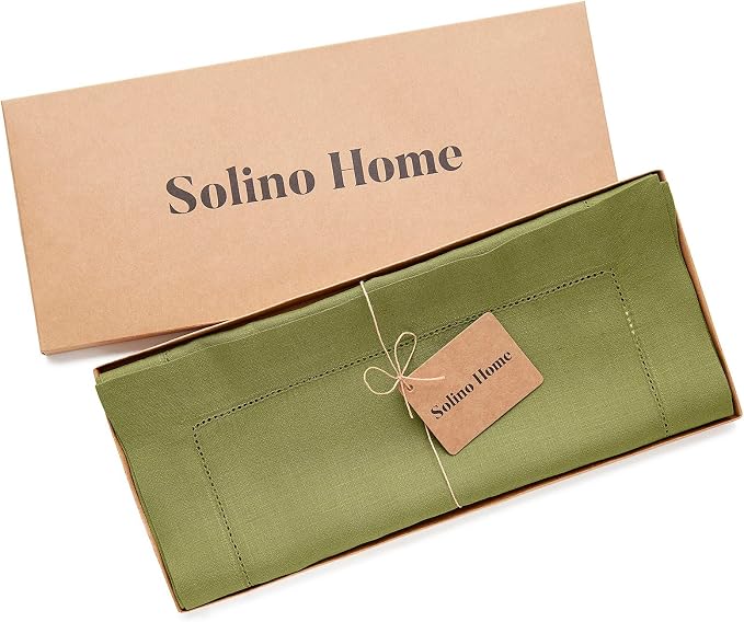 Solino Home 100% Pure Linen Dining Table Runner Avocado Woven, 14 x 60 in | - Image 6