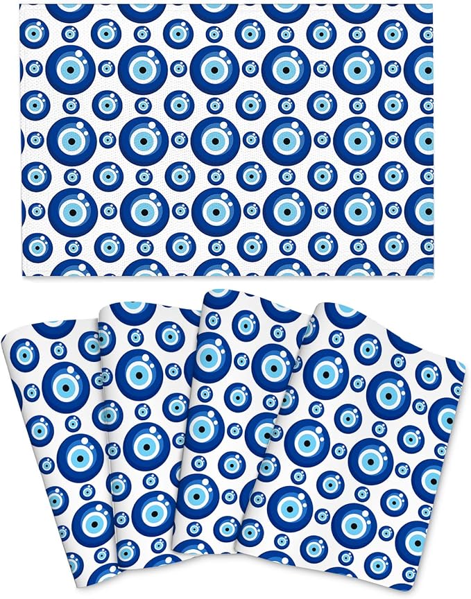 Blue Evil Eyes Placemats Set of 4, Funny Table Mats by Unknown