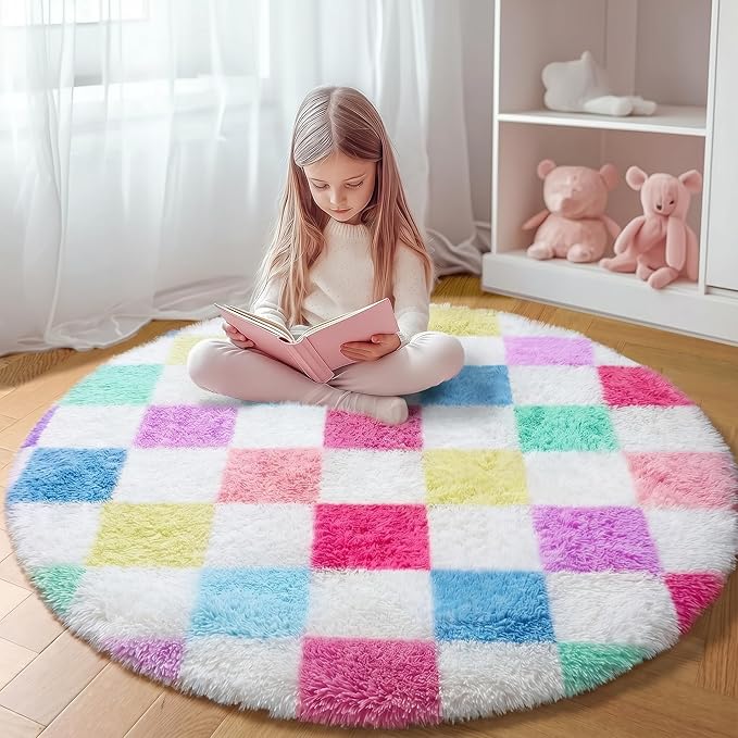 KICMOR Pink Rainbow Round Rugs 5ft by KICMOR