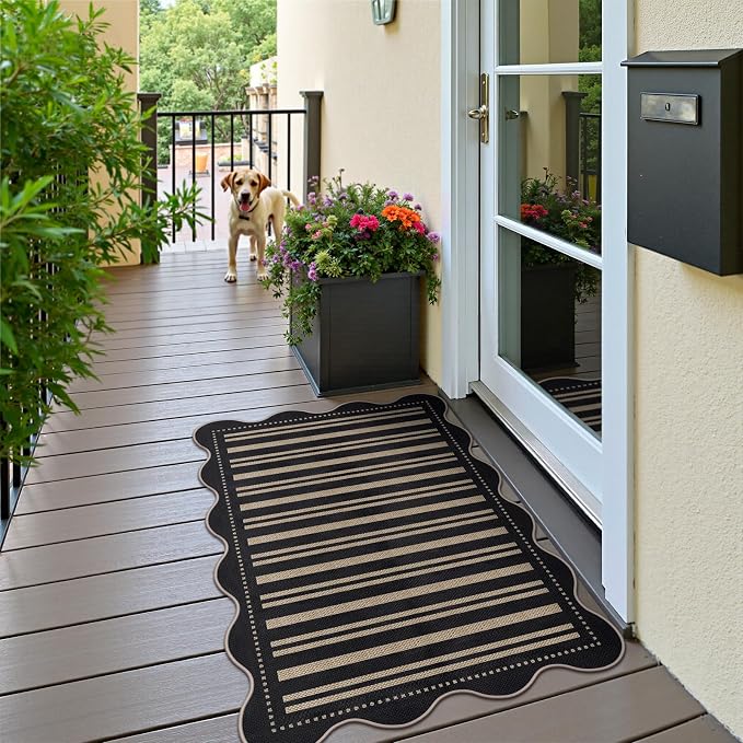 Striped Easy Jute Front Door Mat, 2.6x4 Washable Entryway Rug Non Slip Small - Image 8
